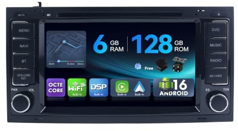 [6G+128G,Octa-Core] - Autoradio für VW Touareg Transporter T5 Multivan (2004-2011)