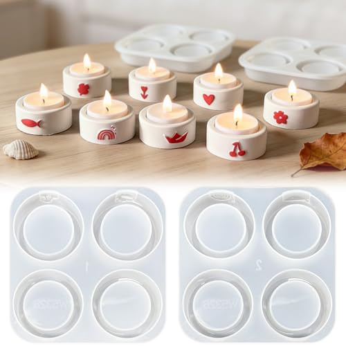 TZEKING 8 Stück Zylinderförmig Kerzenformen Silikon,Silikonformen Gießformen Kerzenhalter,Kerzenform Giessform,DIY Gießformen Silikon,Kerzen Formen für Bastelarbeiten