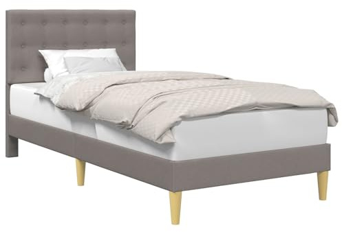 vidaXL Bettrahmen mit Kopfteil Taupe 100 x 200 cm Stoff, Bezahlbarer, rechteckiger Bettrahmen mit Sperrholz-Kopfteil, ideal für Dein minimalistisches Schlafzimmer