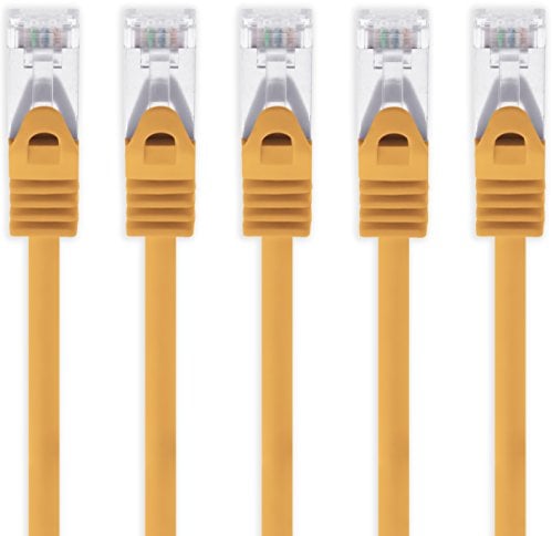 1aTTack.de 0,25m - orange - 5 Stück Cat7 Netzwerkkabel SFTP Patchkabel Lankabel Rohkabel 10GB/s - 500 Mhz konfektioniert mit 2 RJ45 Stecker Cat 6a