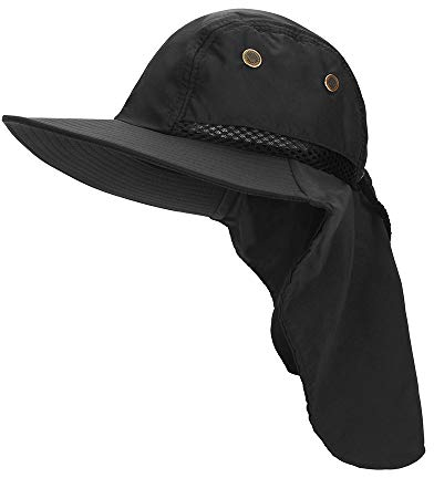 MK MATT KEELY Chapeau de Protection Solaire pour Homme avec Rabat pour la pêche et la randonnée - Noir - Taille Unique