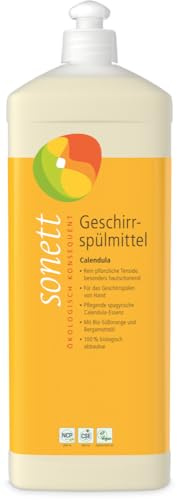 Sonett Lot de 2 bouteilles de liquide vaisselle bio Calendula 1000 ml