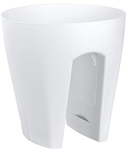 ENGELLAND 1 x Blumentopf für Balkon-Geländer, Farbe: Weiß, Blumenkasten, Balkonkiste, 9 Liter, Kunststoff, Außenbereich, B Ø 29 x H 30 cm