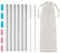 6 Pcs Reusable Boba Straws - 0.5 Wide Stainless Steel Straws, Angled Tips for Bubble Tea, Milkshakes, Smoothies with Cleaning Brush & Case (Silver)