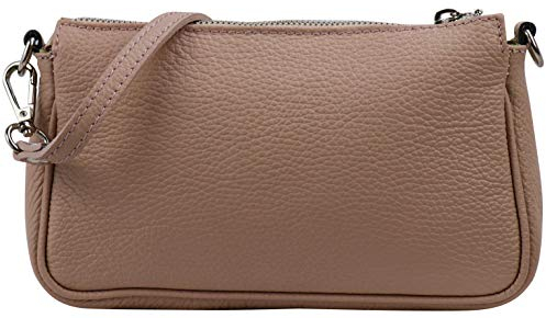 SH Leder Echtleder Schultertasche Umhängetasche Handtaschen Clutch kleine Tasche Abendtasche 23x13cm Jennie G323 (Nude)