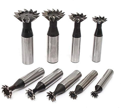 10-35mm*45° / 60° End Mill, HSS Dovetail Cutter Milling Tool Straight Shank Dovetail Slot Cutter End Mill CNC Bit (Cutter Diameter: 10mm, Milling angle: 45°)