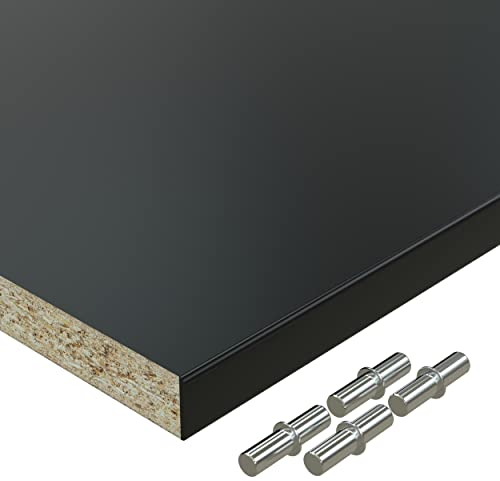 AUPROTEC Einlegeboden Regalboden 19 mm Holz Zuschnitt nach Maß Größe bis max 1000 mm breit x 800 mm tief melaminharzbeschichtet mit Umleimer ABS Kante: Farbe schwarz