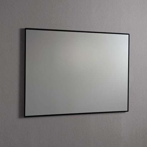 Kiamami Valentina - Specchio Filo Lucido 100x70 | Telaio in PVC Nero Opaco | Installazione Reversibile | Produzione Italiana | Riflette la Luce | Bordo Perimetrale, Nero, Vetro
