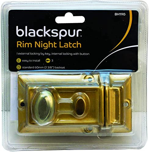 Unibos Traditional Polished Nickel Finish Extra Security 60mm Rim Night Latch with 3 Keys