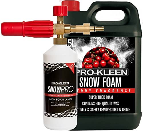 Pro-Kleen Black and Decker RAC Bosch AQT Compatible Snow Foam Lance with pH Neutral Snow Foam Cherry 5L Produces Thick Foam
