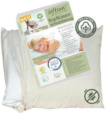 Softsan Kissen Encasing aus Bio Baumwolle | Anti Milben Schutzbezug | Weltneuheit | Viele Größen (80 x 80 cm)