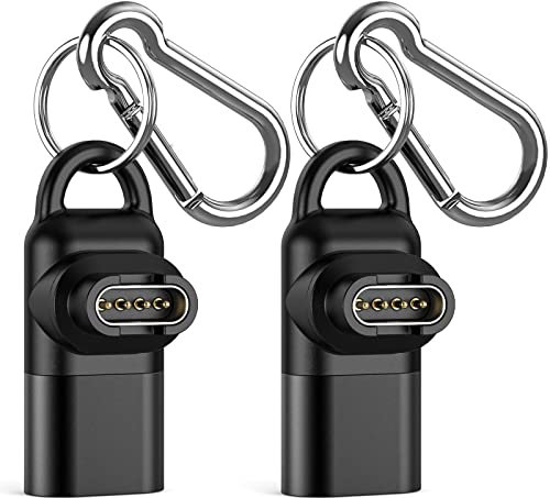 lepmok Upgraded Charger Adapter for Garmin, Charger for Garmin Watch to Type C Adapter, with Carabiner Compatible with Garmin Watch (2-Pack)