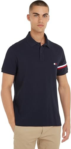 Tommy Hilfiger Polo Homme Manches Courtes Regular, Bleu (Desert Sky), S