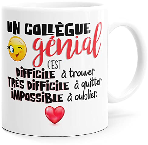 Mug Collègue Génial Homme Tasse Message Humour Drôle Amitié. Idée Cadeau Original Départ en Retraite Pot Mutation Travail Bureau Ami Copain pour Anniversaire Noël . Souriez dès le Réveil