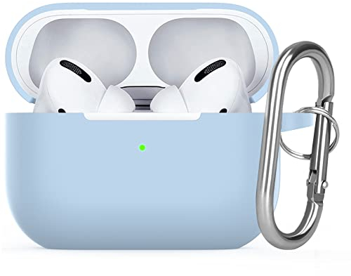 Watruer per AirPods Pro 2 Custodia, Morbida Pelle in Silicone Custodia Protettiva Antiurto con Portachiavi per New Apple Airpods Pro 2nd Gen Case 2022 [LED Anteriore Visibile] - Azzurro