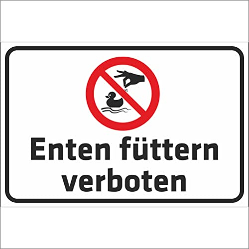 Indigos UG Aufkleber Enten füttern verboten - 300x200 mm - Hotel, Firma, Schutz, Kita, Arzt, Praxis, Wohnung - Sicherheit - Warnung