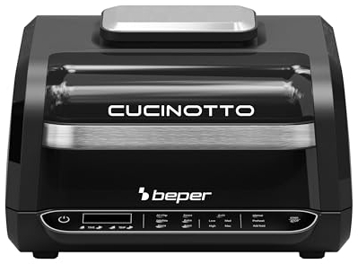 BEPER P101FRI080 CUCINOTTO Grill e Friggitrice ad Aria Multifunzione con 8 Programmi - Friggitrice ad Aria, Barbecue, Forno, Piastra Cucina ed Essiccatore + Accessori Inclusi
