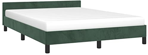 vidaXL Bettgestell mit Kopfteil Polsterbett Bett Doppelbett Bettrahmen Lattenrost Samtbett Schlafzimmerbett Schlafzimmermöbel Dunkelgrün 140x200cm Samt