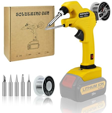 Cordless Soldering Iron Kit for DeWALT 20V Battery, 30W Soldering Gun 30s Quick Preheat Soldering Iron with 50g 0.04 Solder Wire& 5pcs Solder Tips for Electronics,Circuit Boards,Jewelry Making