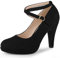 Allegra K Women's Platform Cross Strap Stiletto Heels Mary Jane Pumps Black 6 UK/Label Size 8.5 US