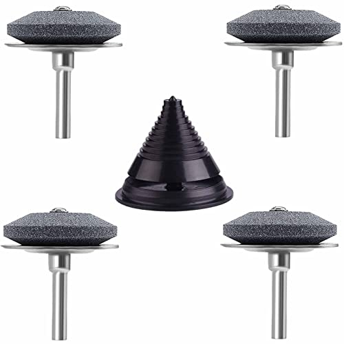 IRmm Lawn Mower Blade Sharpener, Lawnmower Blade Sharpener with Steel Backing, Mower Blade Sharpener with Blade Balancer for Any Power Hand Drill, 4 Pack