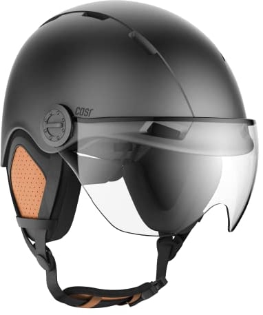 CASR Style - Casco stile urbano per bici e monopattino elettrico - Visiera trasparente e copriorecchie rimovibili - Comfort ottimale per uomo e donna - Grigio - Taglia M