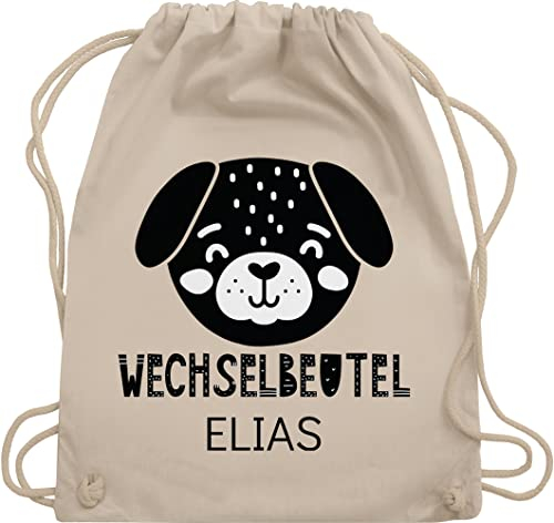 Turnbeutel Rucksack - Kita Beutel Wechselsachen Mädchen - Wechselbeutel mit Hund - Unisize - Naturweiß - personalisierter wechselkleidung kindergartenbeutel personalisierte wechsel stoffbeutel