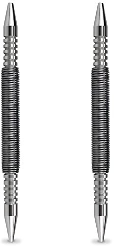 ZATUX 2 Pcs Dual Head Nail Setter 3/32″ and 1/8″ Spring Loaded Nail Set Hammerless Double Ended Nail Punch Tool, 3500 PSI Striking Force Counter Punch