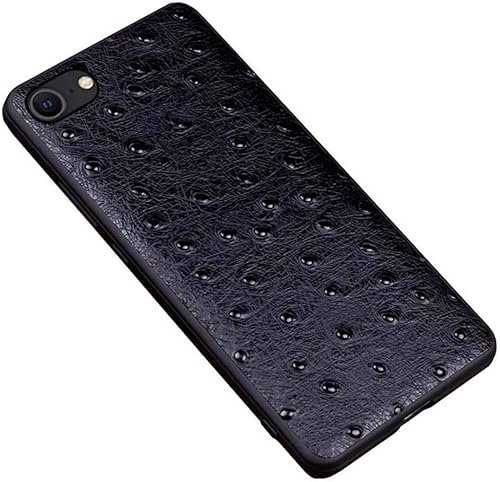 INFRI Straußenmuster, Handy-Rückseite, echtes Leder, All-Inclusive, stoßfeste Rückseite für Apple iPhone SE 2Nd 4,7 Zoll (Farbe: Svart)