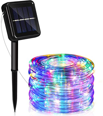 Sonnewelt Solar Lichterkette Aussen 20M 200LED, Lichtschlauch Außen Innen 8 Modi Lichtschlauch für Weihnachten, Party. Wasserdicht Außenlichterkette- Farbe