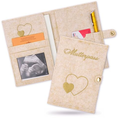 Aohcae 1 Stück Mutterpasshülle aus Filz, Mutterpass Schutzhülle für Ultraschallbild, Impfpass, Versichertenkarte Handmade Hülle Mutterpass