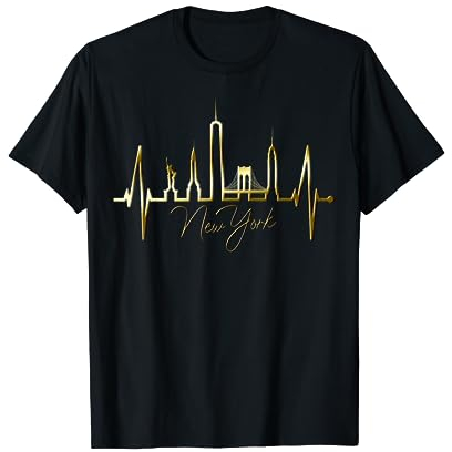New York Skyline Herzschlag Freiheitsstatue NYC USA New York T-Shirt