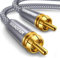 SOUNDFAM Cable de Subwoofer de Audio RCA Cable Coaxial de Audio Digital Con Conector Chapado en Oro de 24k, Doble Blindaje - Gris, 5M