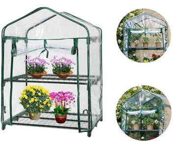 Serra a 2 Piani Con Copertura Removibile in PVC | Attrezzi per Giardinaggio | Serra per Balconi e Giardini | Vivaio per Fiori e Piante 69x49x93cm