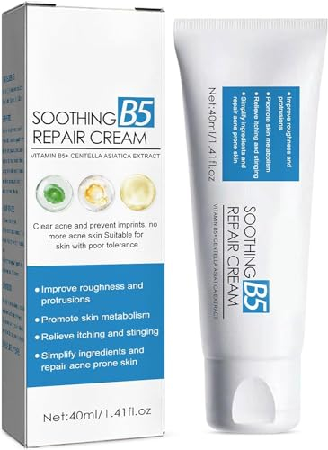 Reparierende Gesichtscreme,Glättende Tagescreme, Anti-Rötung Feuchtigkeitscreme, Straffende Gesichtscreme für empfindliche Haut, Vitamin B5 Creme gegen Akne, Aufhellende & Hautreparatur