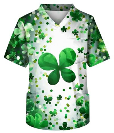 Klinikkasack Herren Gerade Tasche Für Damen In Krankenpflege, Altenpflege, Kosmetik, Medizin Einfrabige T Shirt Pflegeuniformen Mode Shirts Freizeit Outfit Stylish St Patricks Day Shirt(2-White,3XL)