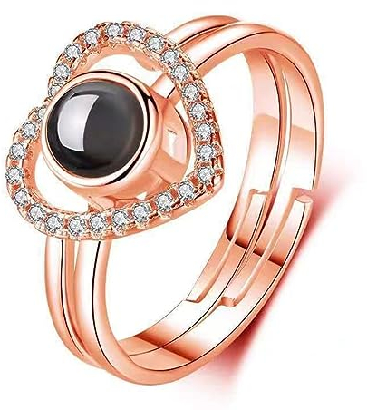 BaRobo Zwei in einem Paar Projektionsring in 100 Sprachen Ich liebe dich Vintage Ring mit Ring Box,Gold