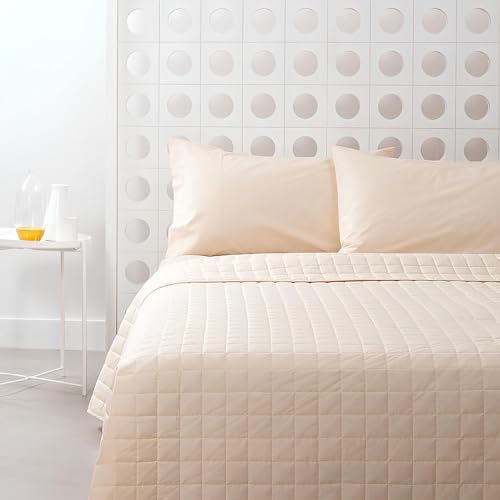 Bassetti Trapuntino Una piazza e Mezza Primaverile Estivo 90 gr/mq in Cotone, Copriletto Trapuntato 220x260cm (1-Avorio)