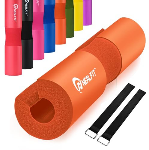 NEALFIT Barbell Squat Pad für Gewichtheben, Lungen und Hüftstöße - Schaum Schwamm Pad für Standard und Olympic Bars (Orange)