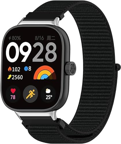 Generic Bracelet en nylon - Compatible avec Xiaomi Redmi Watch 4 - Bracelet de sport réglable et respirant - Bracelet de rechange pour montre connectée Redmi Watch 4 pour homme et femme, Noir