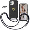 DSOIYIC Handykette für iPhone 11 Hülle mit Band, Necklace Silikon Handyhülle mit Kette und Abnehmbar Kordel zum Umhängen, Golden Herz Muster Schutzhülle Stoßfeste Bumper iPhone 11 6,1- Schwarz
