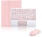 Funda Teclado para iPad Pro 10.5 2017 y iPad Air 3 2019 con Ranura para Lápiz, QWERTY Teclado Trackpad Bluetooth Desmontable Español Ñ con Ratón Inalámbrico Recargable, Rosa-B