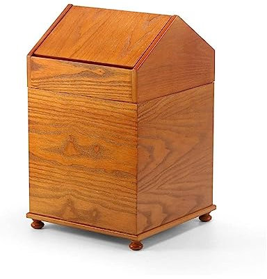 ZONABSQQ Versatile In/Outdoor Flip Cover Rubbish Bin, Wooden Rubbish Container with Inner Barrel, Household Trash Can, Garbage Container Functional