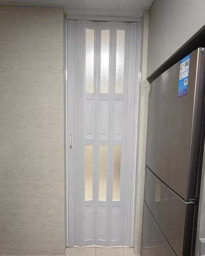 Blazea Schiebetür Falttür Falttüren für Die Küche im Innenbereich, Platzsparende Faltschiebetür für Wohnmobil/Camper/Keller, Schranktüren aus PVC und Acryl(63x80in(160x203.2cm))