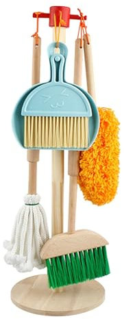 Set di 6 giocattoli per la pulizia di legno per scopa e giocattoli per la pulizia per piccole forniture per la pulizia domestica per bambini, regalo per la casa