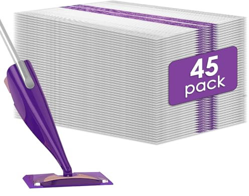 (45 pièces) WetJet Recharges de serpillère jetables compatibles avec WetJet, recharges de tampons de rechange Wet Jet, chiffons de serpillère pour WetJet