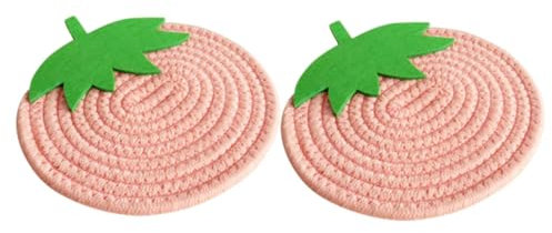 SHOWERORO 2er Satz Gewebte Tischsets Aus Baumwollseil Dekorative Erdbeerform Tischsets Untersetzer Für Esstisch Und Büroschreibtisch