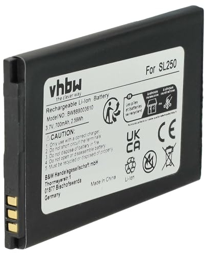 vhbw Akku kompatibel mit Bea-fon SL250 Handy Smartphone Senioren Telefon (700 mAh, 3,7 V, Li-Ion)