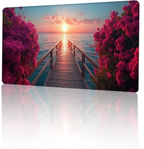 Rojo Alfombrilla Gaming Puesta De Sol Alfombrilla Ratón XXL 900 x 400 x 3 mm, Extendido Lmpermeable Antideslizante Gaming Mouse Pad Mejora la Precisión y la Velocidad, para Jugadores, PC, MAC T-2605