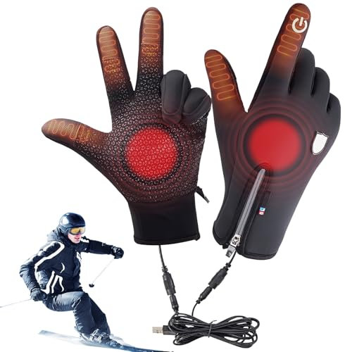 Eznaobo Beheizte USB-Handschuhe für Herren und Damen, Thermo-Touchscreen-Handschuhe, Laufhandschuhe, Fahrradhandschuhe, rutschfeste und wasserdichte beheizte Handschuhe, elektrisch beheizte Handschuhe